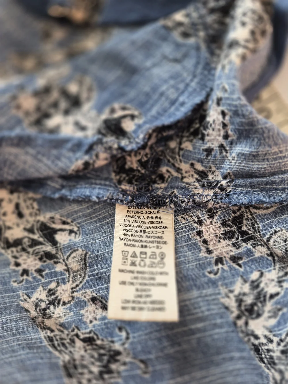 Free People Blue Printed Long Sleeve Backless Fit & Flare Dress S